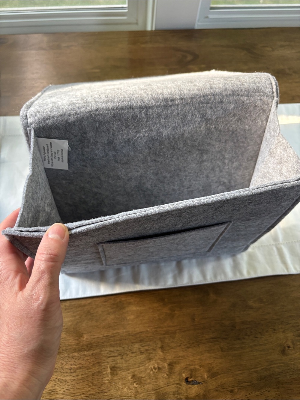 Gray Felt Organizer Sleeve with Front Pocket Bedside College - Picture 2 of 5